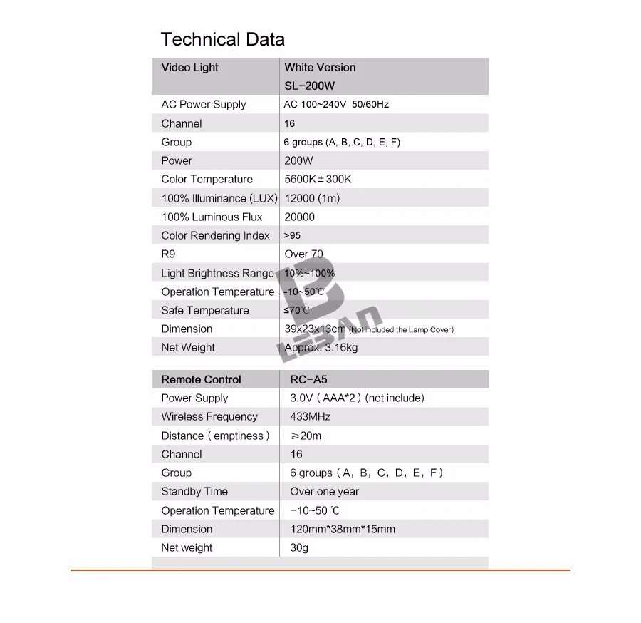 DHL, светодиодный студийный светильник Godox SL-200W 200Ws 5600K с пультом дистанционного управления