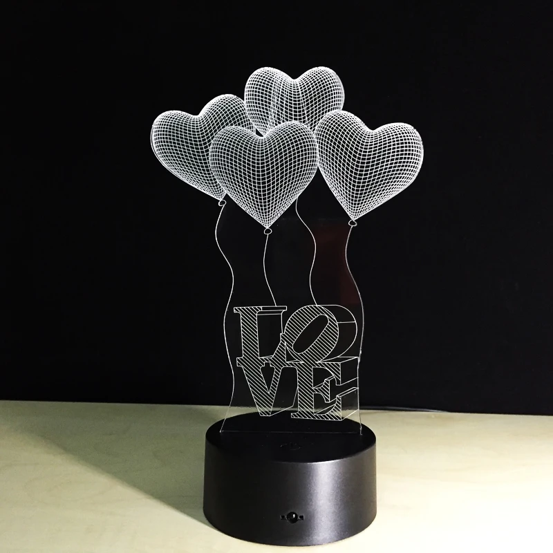 Colorful Table Lamp Love Heart Balloon Romantic Gift for Wedding Wife Lovers Valentine 3D Touch Baby Night Drop Ship | Лампы и