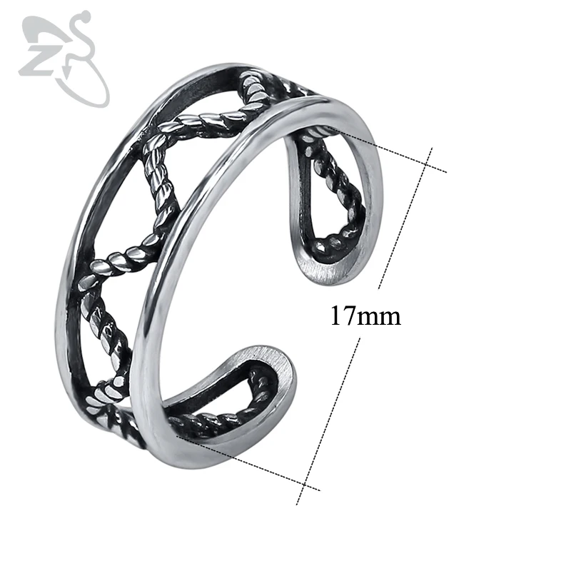 Кольца из нержавеющей стали ZS в стиле панк открытые кольца форме волн 316L