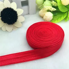 red 15 мм(5/8 '') для создания галстука для волос foe лента складывается над эластичной лентой 5 ярдов/Лот ручной работы тесьма сплошной цвет AC2354 - Цвет: red