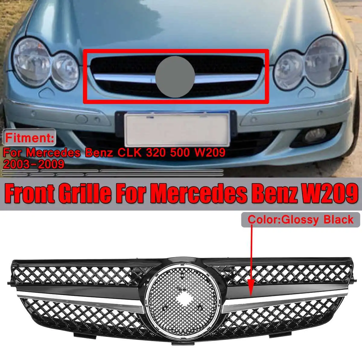 Высокое качество W209 автомобильный передний бампер решетка гриль для Mercedes для Benz CLK класс 320 500 W209 2003 2004 2005-2009 гоночные решетки