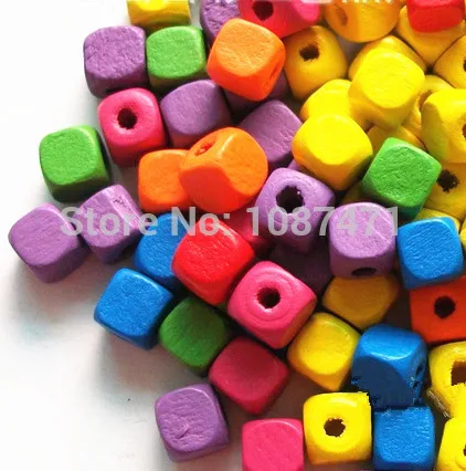 Набор из 1000 шт 8 мм смешанные цвета квадратные деревянные бусины с отверстием для