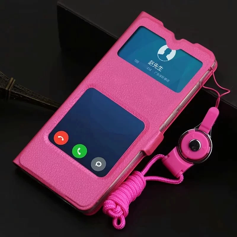 Кожаный чехол-книжка PDGB для Xiaomi Mi 8 Lite Youth Redmi 7A Global Redmi Note 7 Pro, Классический мягкий чехол-книжка с двойным окошком для просмотра