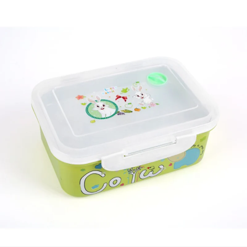Green ONEUP Ланч-бокс для детей, мультяшный милый Бенто-бокс, портативный контейнер для хранения еды, экологичный контейнер для еды, контейнер для пикника - Цвет: Green