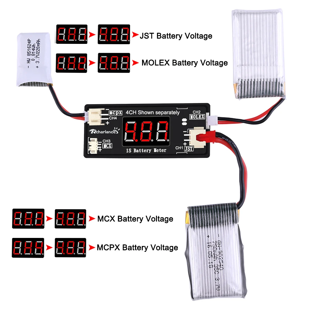 Тестер напряжения на аккумуляторах 1S тестер с разъемом Micro Losi JST MCX PH 2 0 для