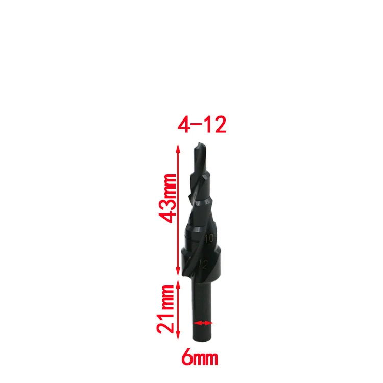 DIA from 4mm to 12mm 1 шт. HSS 4-12/20/32 мм шестигранный хвостовик азотирования черный спираль рифленые шаг сверла коническим конусом сверла для Мощность инструменты - Цвет: DIA from 4mm to 12mm