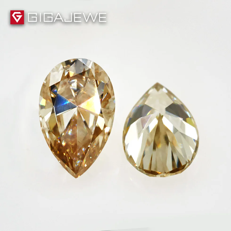 GIGAJEWE свободные желтый цвет Муассанит драгоценные камни 5*7 мм 1.0ct отличная груша для кольца и ожерелья