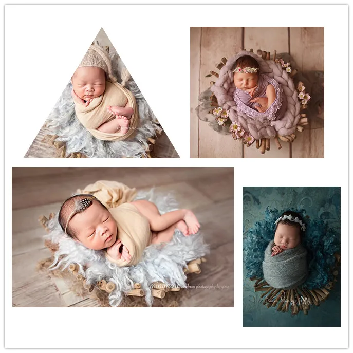 creative handmade wood bed newborn photography  props  infantile smooth  branch  baby shooting props