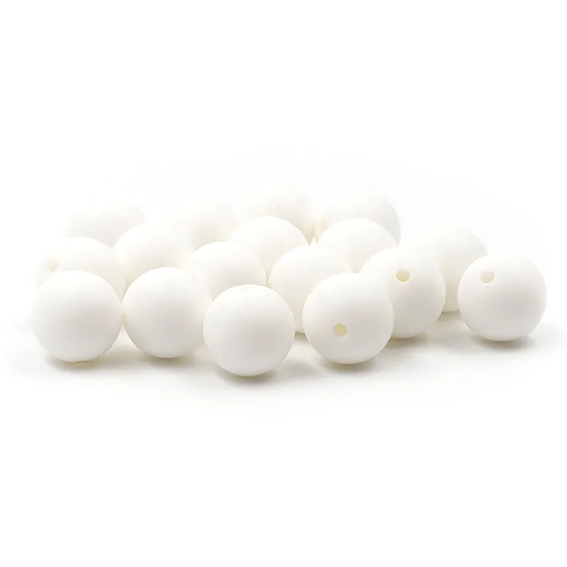 

JOJOCHEW 100pcs 9mm-19mm White Food Grade Silicone Baby Teething Beads Chewing Round Silicone Beads Necklace Handmade