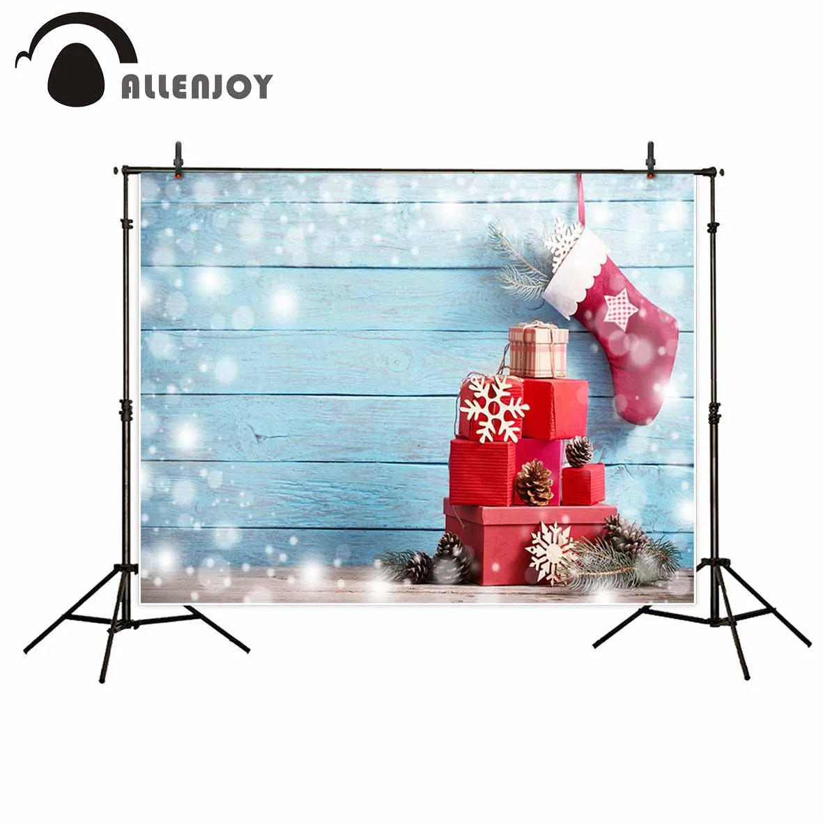 Allenjoy фон для фотосъемки синий деревянный подарок красный носок Рождество С Новым