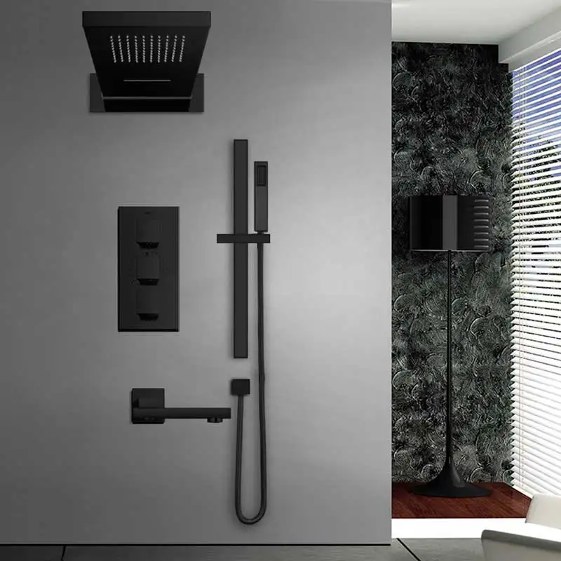 

Shower Faucets Wall Mount 3 Function Chrome Bath Shower Faucet Set Waterfall Rainfall Shower Head Handshower Mixer Tap Bath