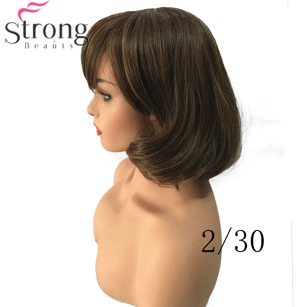 StrongBeauty женский синтетический парик Средний Боб волосы черный/темно-коричневый с челкой натуральные парики