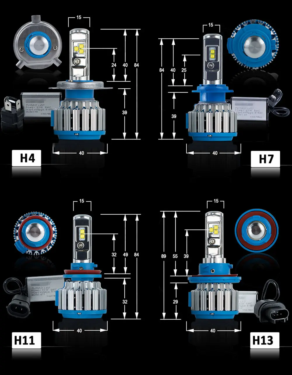 Xenplus 2 шт. автомобиль свет светодиодный H11 Turbo H4 H3 H7 H8 H9 H1 HB3 HB4 H27 H13 фара Cree чип 8000LM 12V лампа с CANBUS для авто