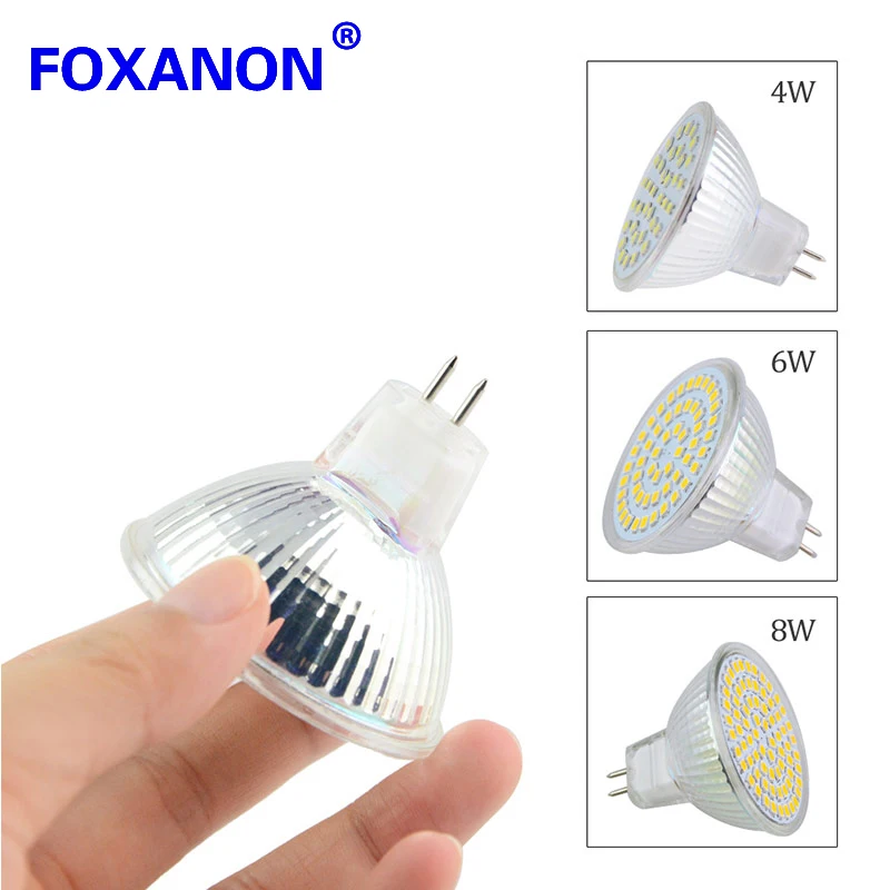 Светодиодная лампа MR16 220 В 4 Вт 6 8 2835 SMD 36 54 72 светодиода энергосберегающая для