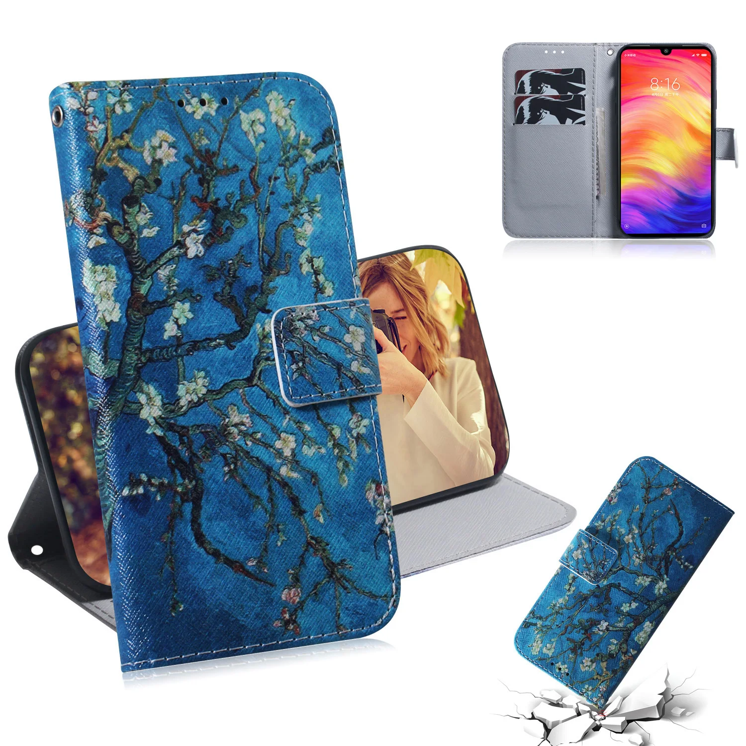 Кожаный чехол-книжка для Fundas Xiaomi Redmi K20 Pro, чехол для Redmi Go Redmi 7A Note7, чехол с рисунком совы, кошелек, чехол для телефона s