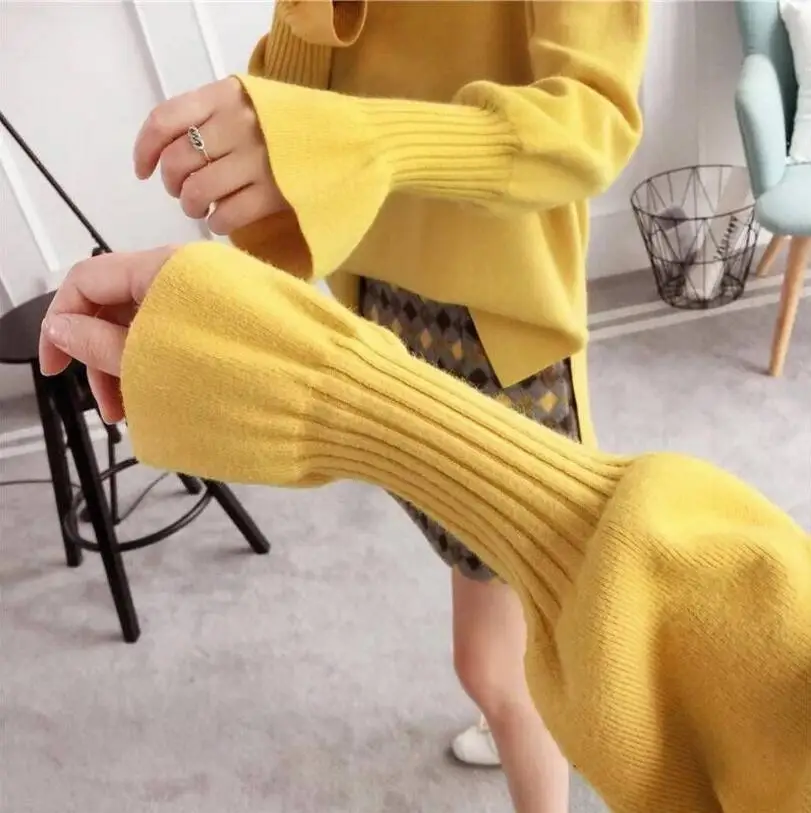 2019 women's sweater winter v-neck candy color loose wool warm pullovers blouse | Женская одежда