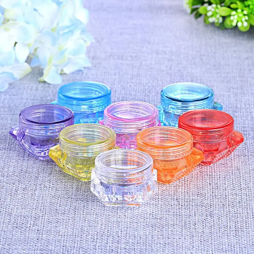 

Wholesale 2g 3g 5g colorful diamond shape empty cosmetic containers screw cap sample containers jar