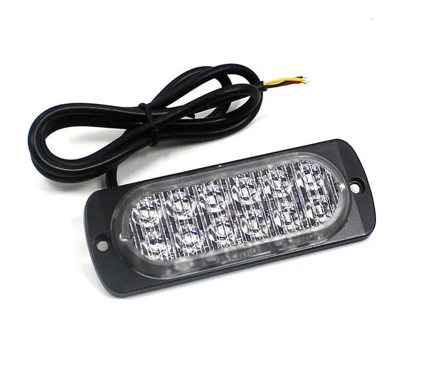 4x12v 24v Белый проблесковый стробоскоп 36W 12 Светодиодный свет гриль Стайлинг