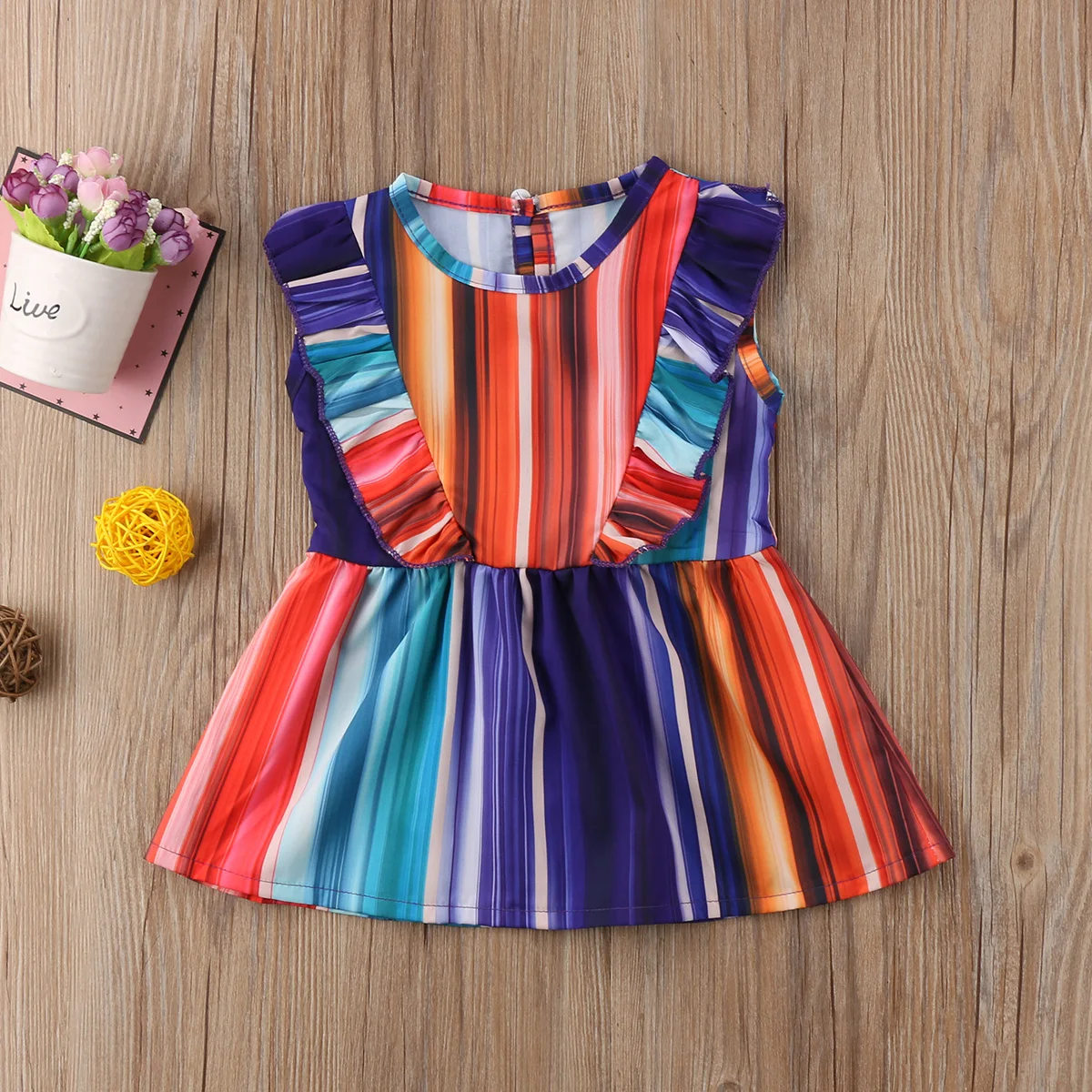 Toddler Kids Baby Girl Rainbow Princess Dress Party Pageant Wedding Summer Dresses Enfant Children Girls Print Sundress | Детская одежда