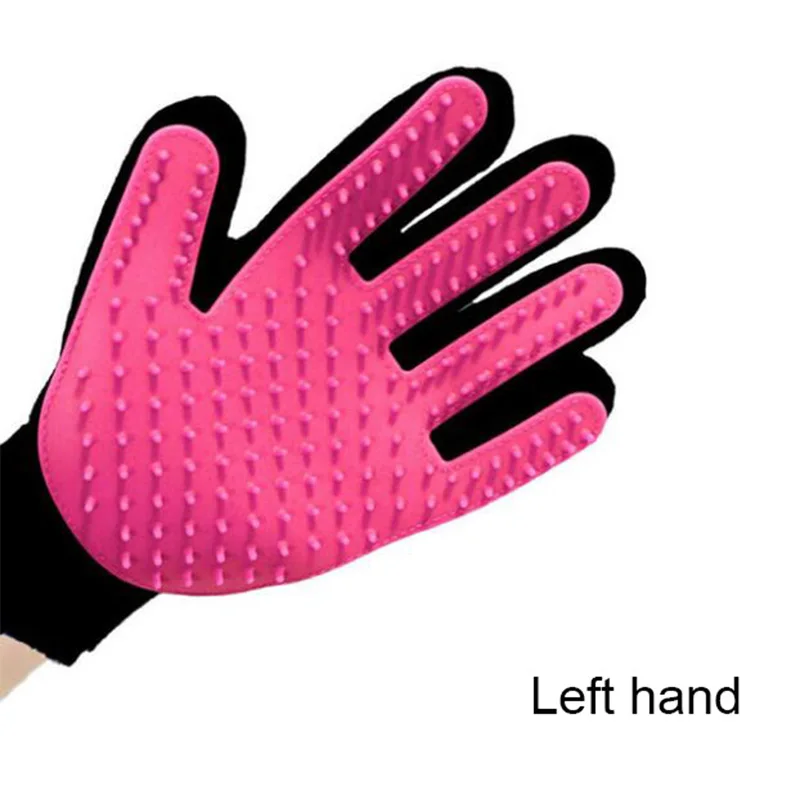 Pink-Left hand Дропшиппинг, перчатки для ухода за кошками, для удаления шерсти собак, Мягкая силиконовая щетка для чистки, аксессуары для уборки, туалетные принадлежности gant - Цвет: Pink-Left hand