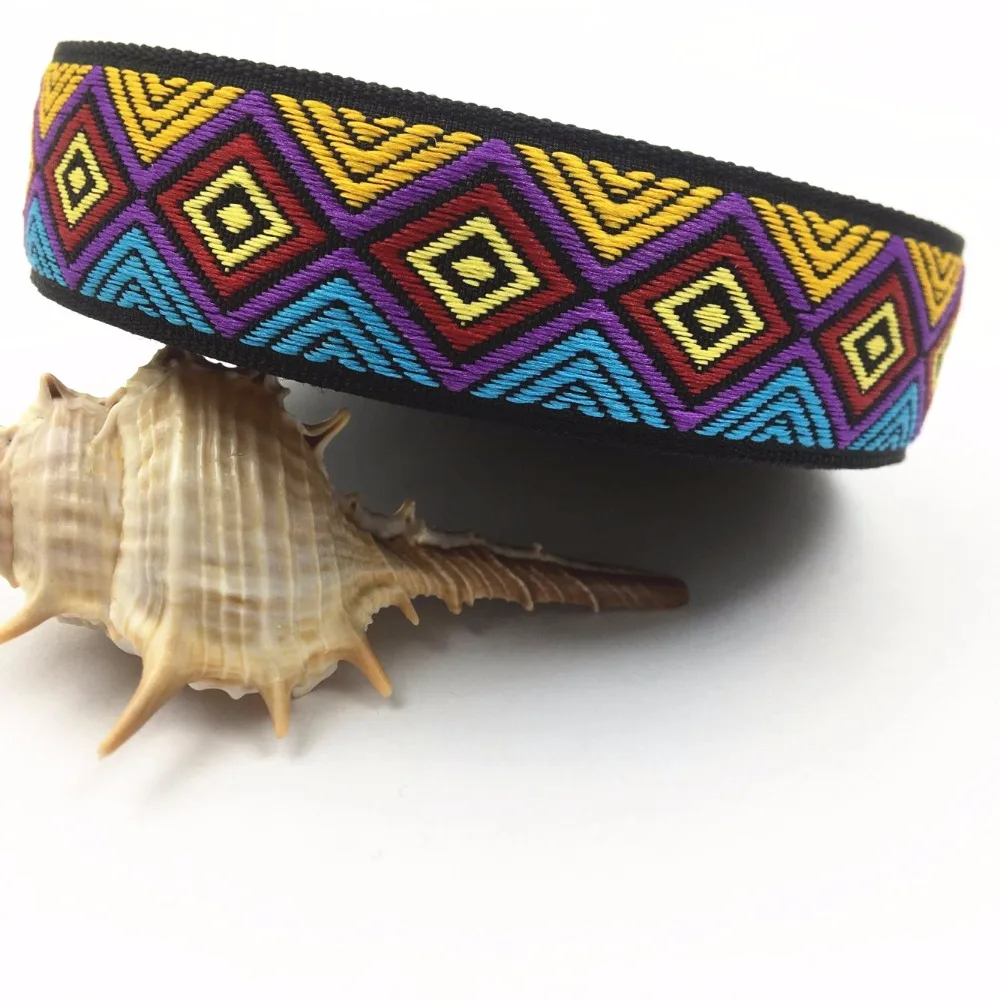 

2017 NEW 1" 25MM 10YARD/LOT SINGLE FACE BLUE GEOMETRIC WOVEN JACQUARD RIBBON FOR CLOTHING/BAGS/SEWING BELTS