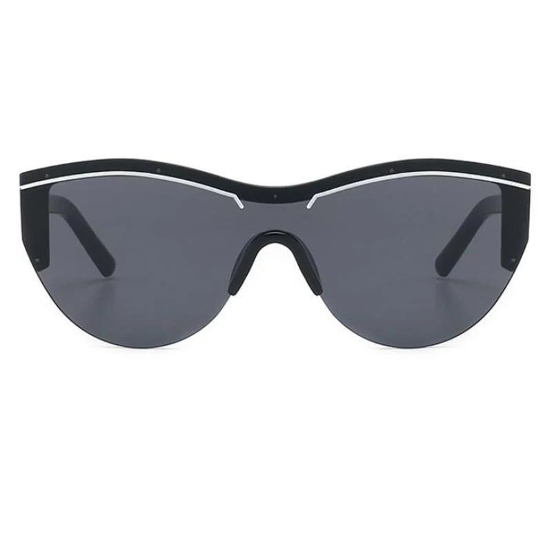 New Designer Womens Black Cat Eye Sunglasses Retro Oversized One Pieces Lens Sun Glasses White Line Lady Shades Okulary | Аксессуары для