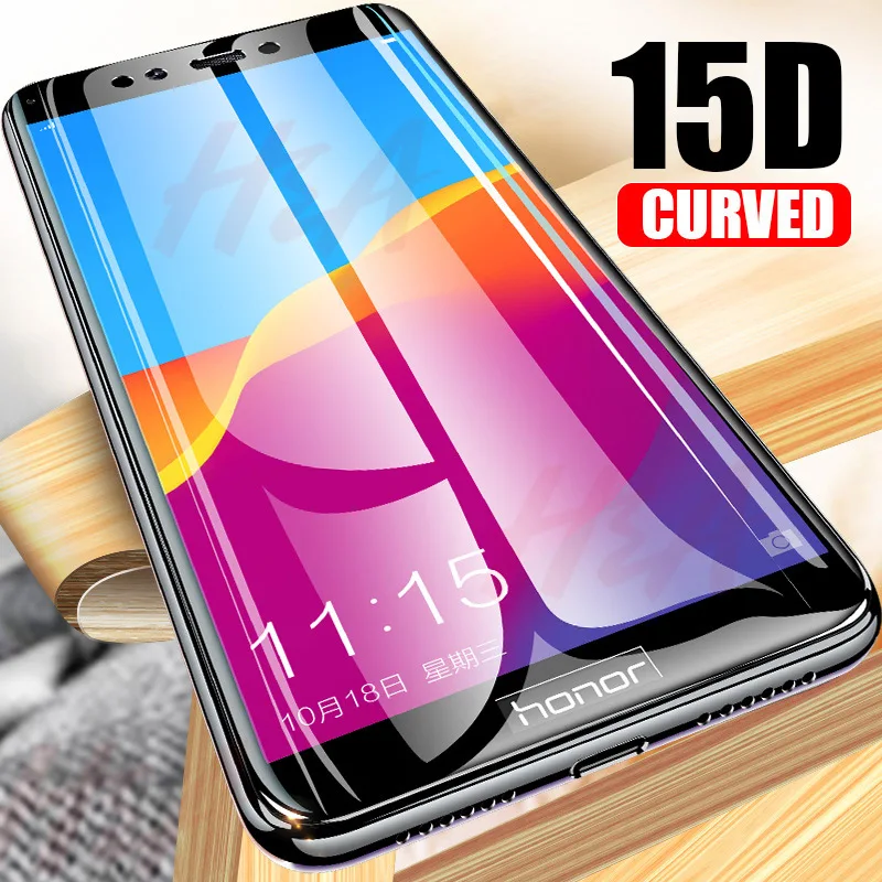 15D изогнутое полное покрытие из закаленного стекла для huawei Honor 7C 7A Pro 8X Защитное стекло для экрана Защитная пленка для P Smart Y5