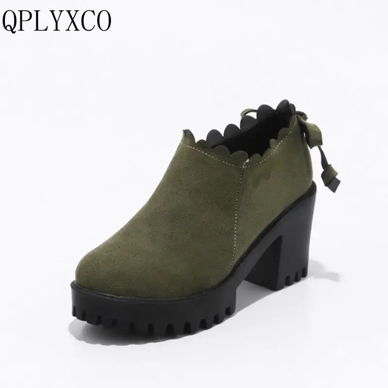 Женские ботильоны на платформе QPLYXCO однотонные высоком каблуке с