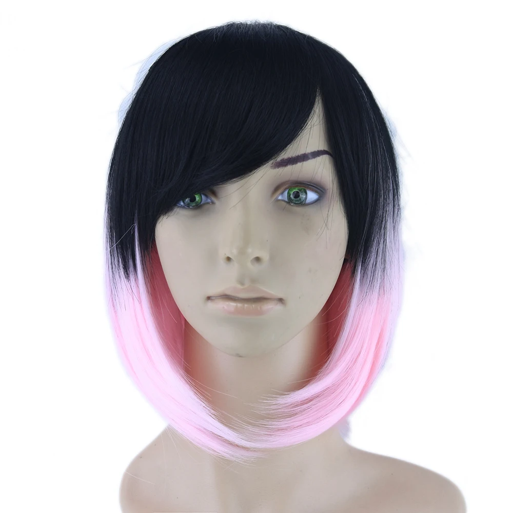 Soowee черный до розовый косплей парик прямые бобо парики короткие женские