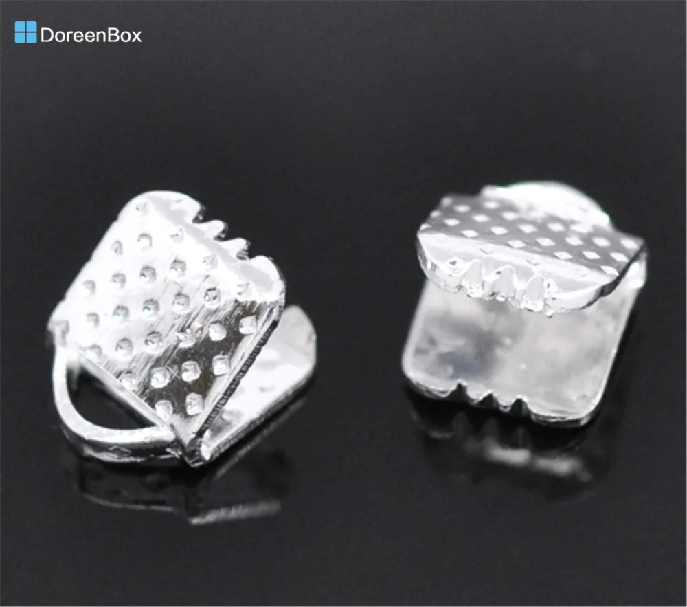 Doreen Box прекрасный 300 Серебряный Цвет Текстурированные концевые колпачки Обжимные