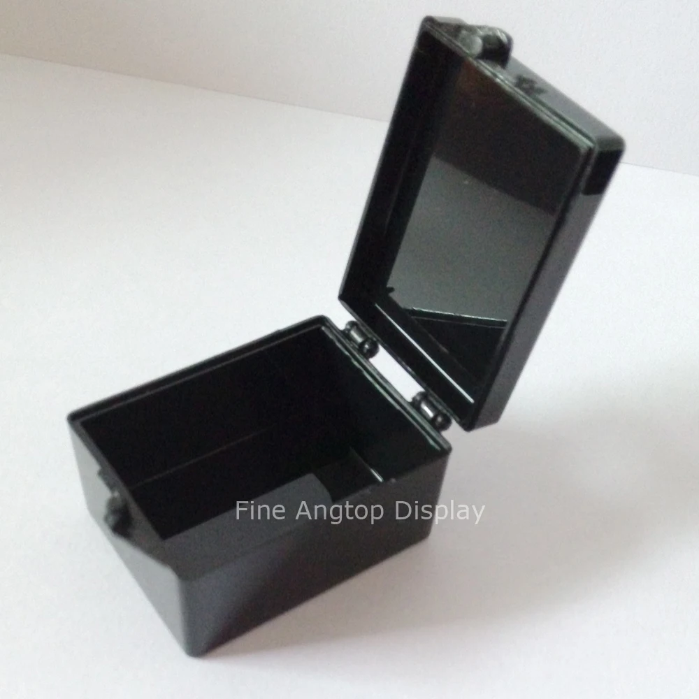 Маленький черный пластиковый откидной ящик для хранения украшений коробка из