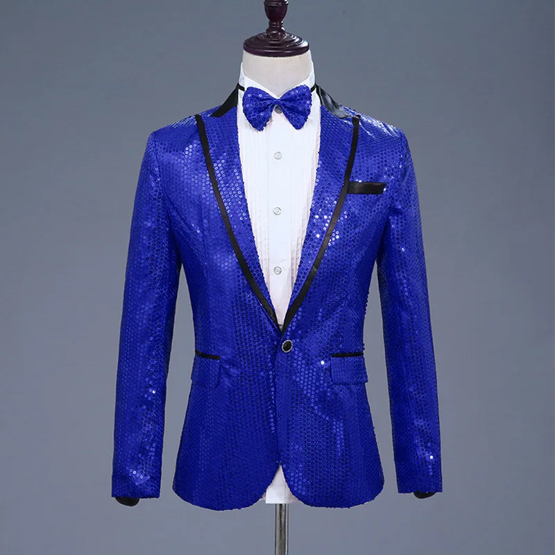 

HOO 2020 sequins man suit coat costumes singer led studio photos suit to send the tie