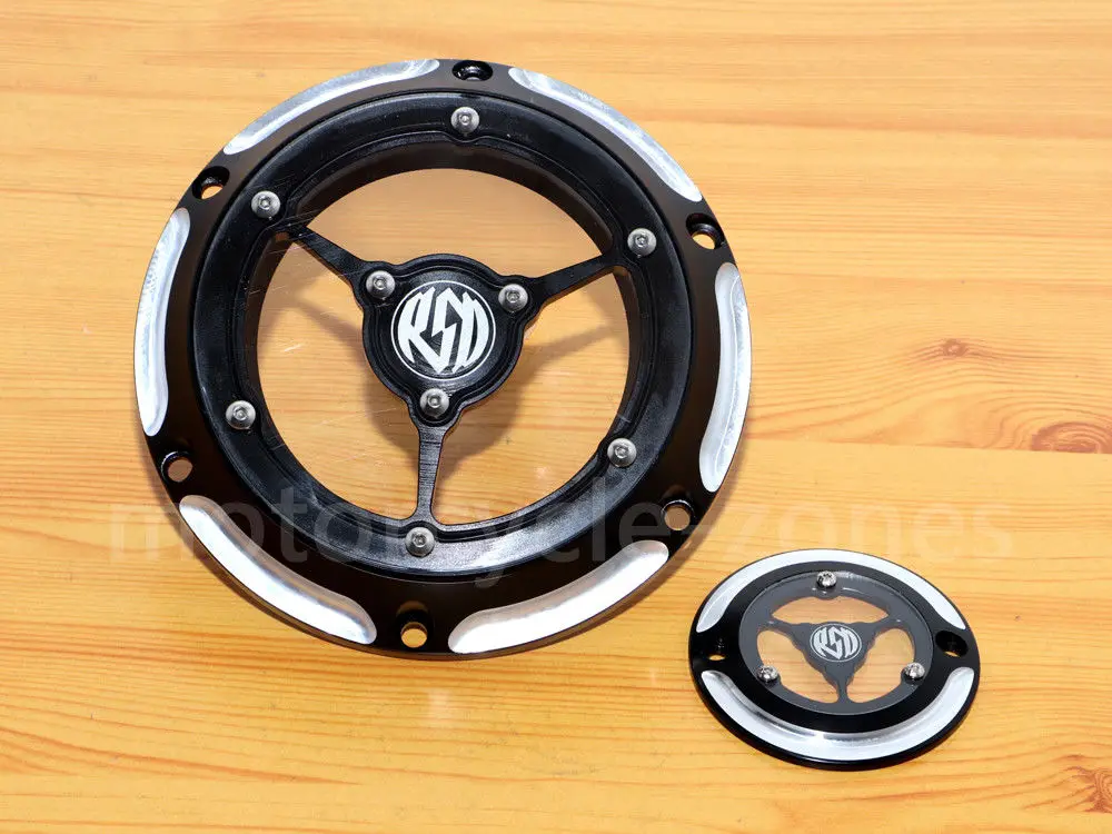 Black White 6 Holes Clarity CNC Derby Timing Timer Cover For Harley Sportster XL 1200 883 2004- 2013