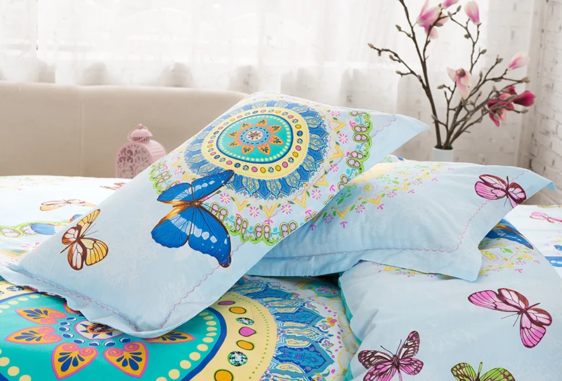 Комплект постельного белья UNIHOME из 100% хлопка в богемном стиле бохо с розовыми