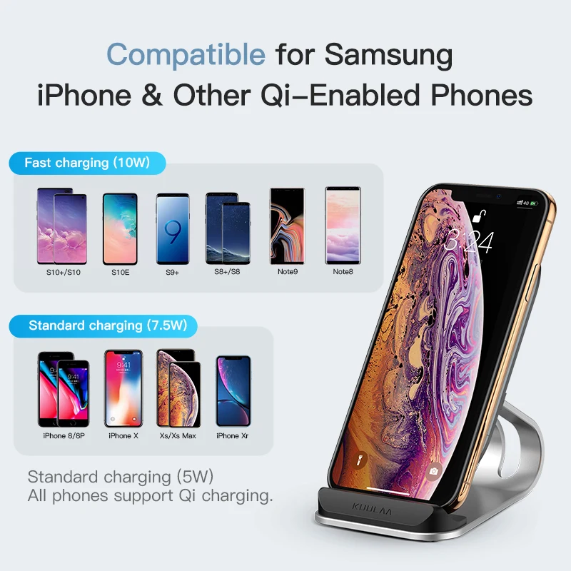 Беспроводное зарядное устройство KUULAA 15 Вт Qi для iPhone X XS 8 XR Samsung S9 Xiaomi быстрая