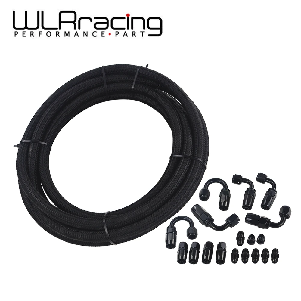 WLR RACING AN6 черный нейлоновый плетеный шланг для гонок линия топливного масла +