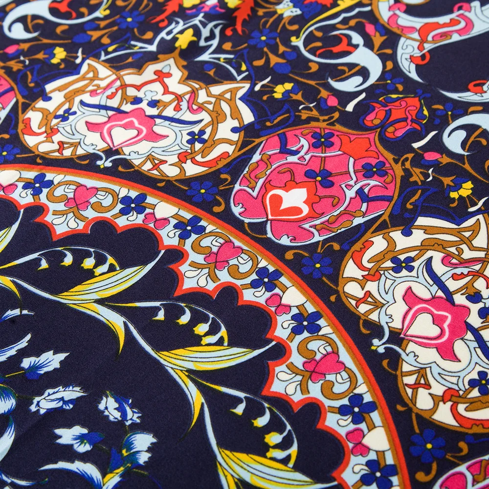 100% шелковый шарф Женский Ретро шейный платок с цветочным принтом женский