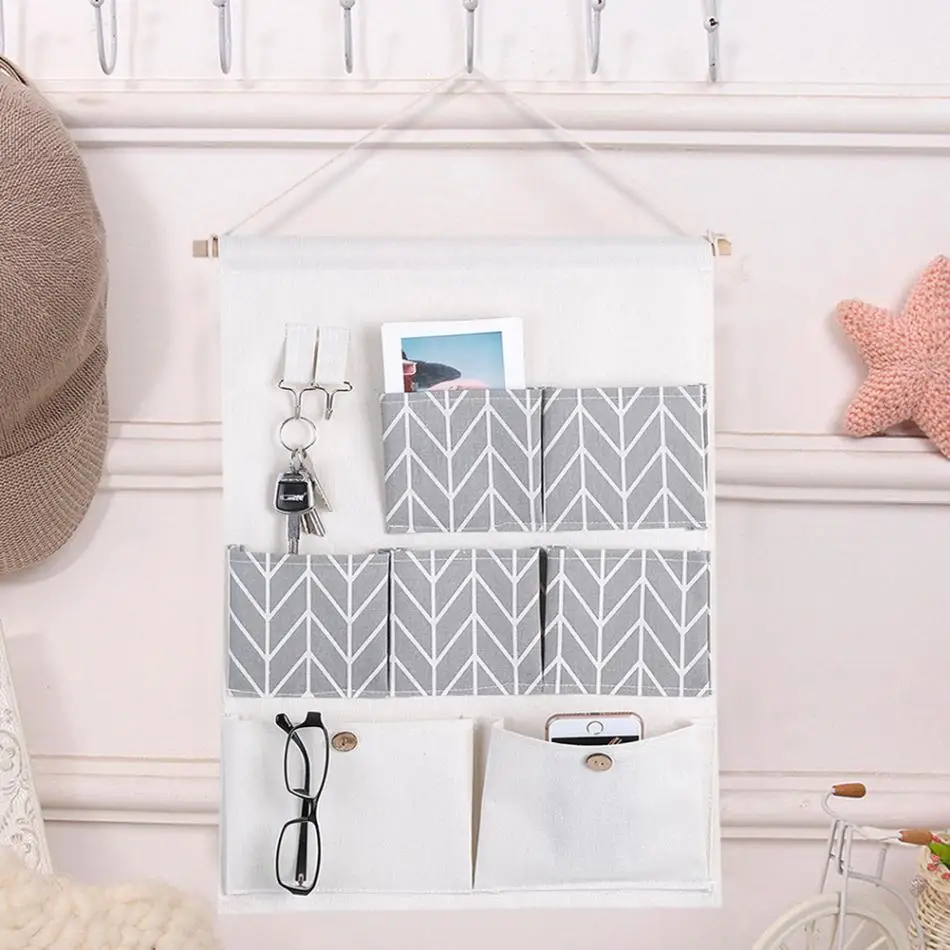 7 карманов хлопковые и льняные настенные сумки для хранения карман на дверь