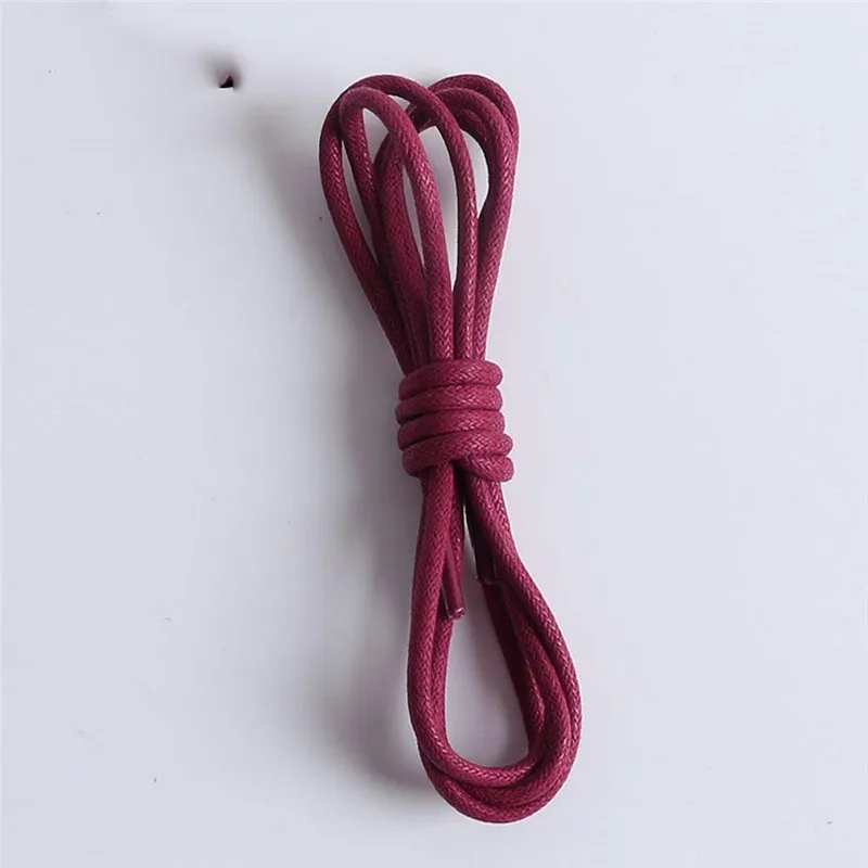 Red Wine 1 пара однотонных вощеных хлопковых круглых шнурков модные классические унисекс Водонепроницаемые кожаные шнурки для обуви 80 см 120 см - Цвет: Red Wine