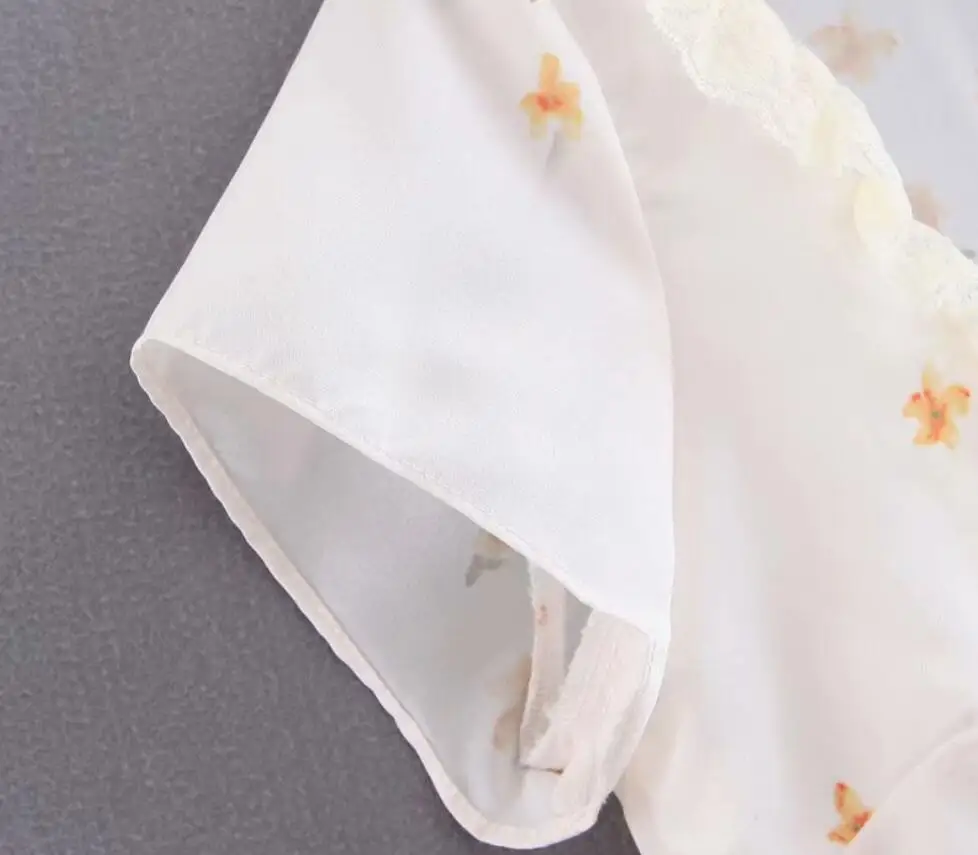 Женское Короткое платье в стиле ретро маленькое Желтое Белое с цветочным принтом