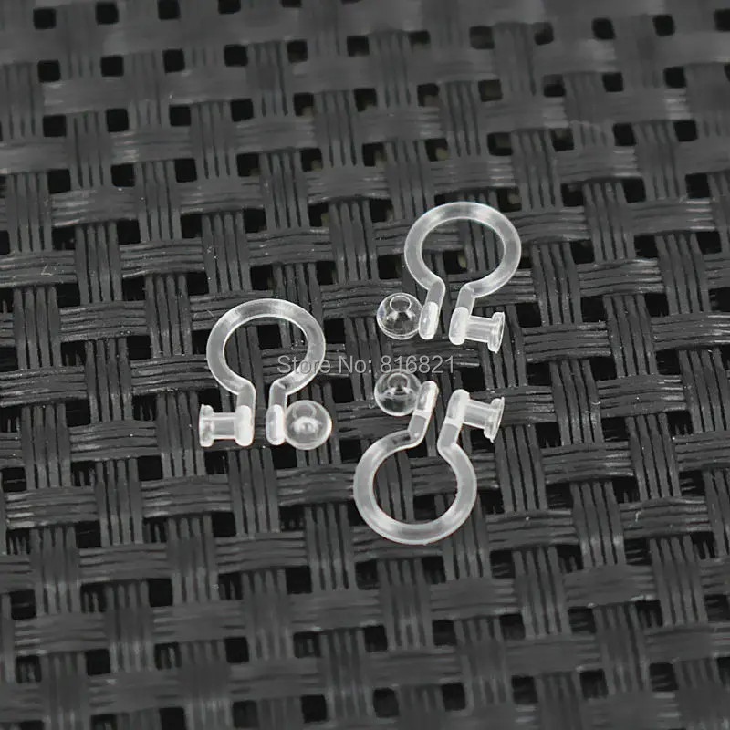 Зажим-невидимка для серег пластиковые прозрачные u-образные без проколов с