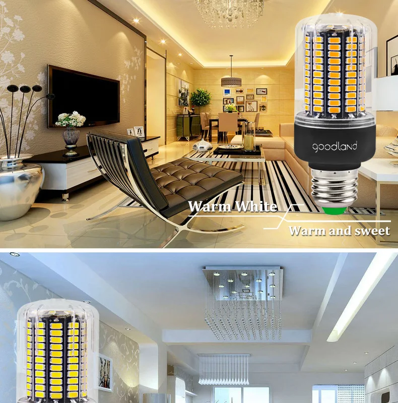 Светодиодный светильник SMD5736 более яркий 5730 E27 Светодиодный светильник Smart IC 3,5 Вт 5 Вт 7 Вт 9 Вт 12 Вт 15 Вт 20 Вт светодиодный лампа переменного тока в виде кукурузы 110 В 220 В без мерцания ампулы