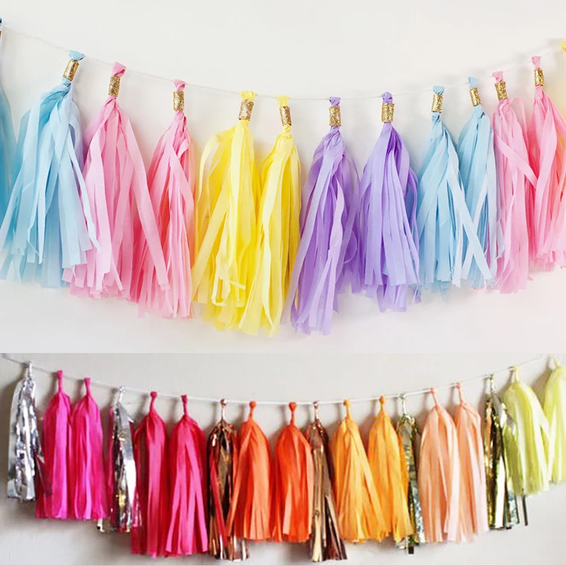 5 шт./лот папиросная бумага с кисточками для вечеринки свадьбы Декор гирлянда