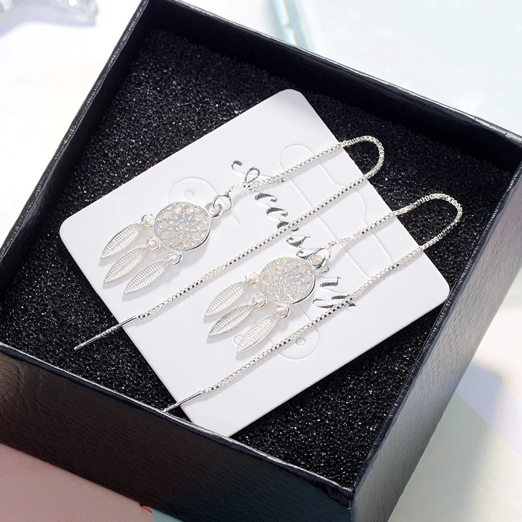 Женские серьги подвески с перьями Kinitial эффектные висячие цепочкой и кисточками