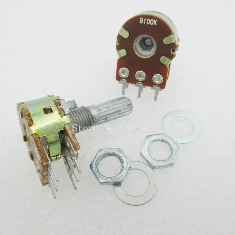 5 шт./лот B100K 100K OHM WH148 6Pin Линейный двойной Поворотный Потенциометр Горшки вал 20 мм с
