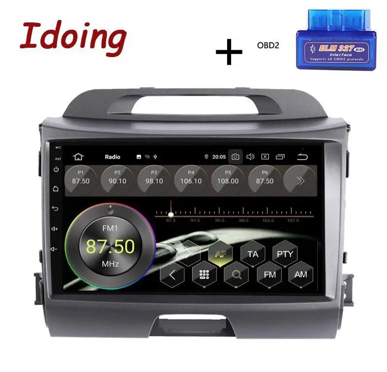 Standard with OBD Idoing " Автомобильный PX5 4G+ 64G 8 ядерный Android 9,0 Радио мультимедийный плеер для KIA Sportage R 2010- gps навигация 2.5D ips TDA 7850 - Цвет: Standard with OBD