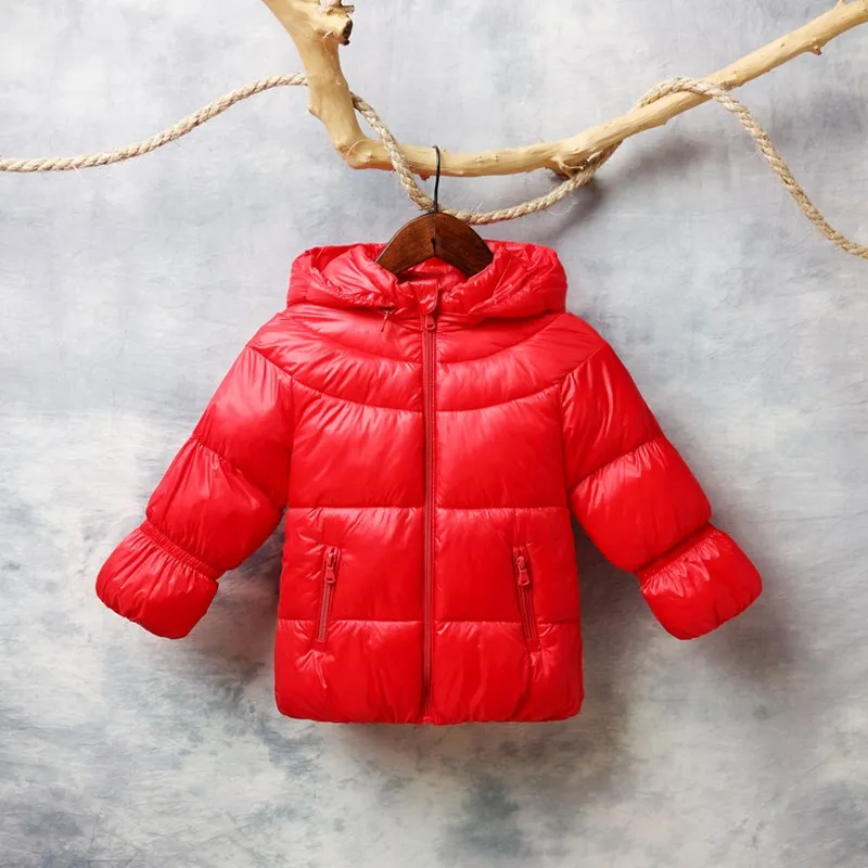 Зимнее детское теплое пальто рождественское с капюшоном и хлопковой подкладкой