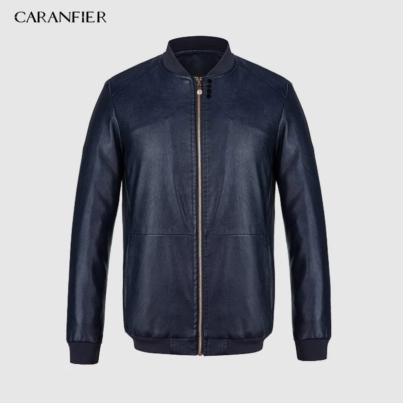 CARANFIER мужская кожаная куртка высокого качества модная мотоциклетная Стильная мужская деловая повседневная куртка ковбойская куртка M~ XXXL - Цвет: 100 Blue