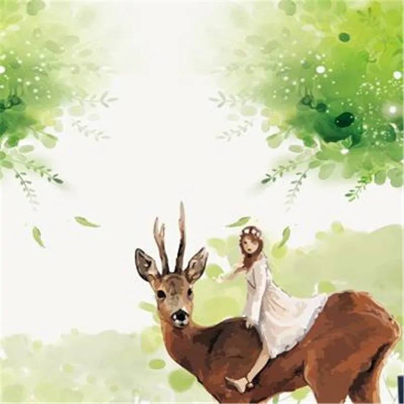 Hand-painted Pastoral Style Wallpapers Home Decor Wall Mural for Kids Cute Girl Woods Living Room Background 3D WallS Papers |