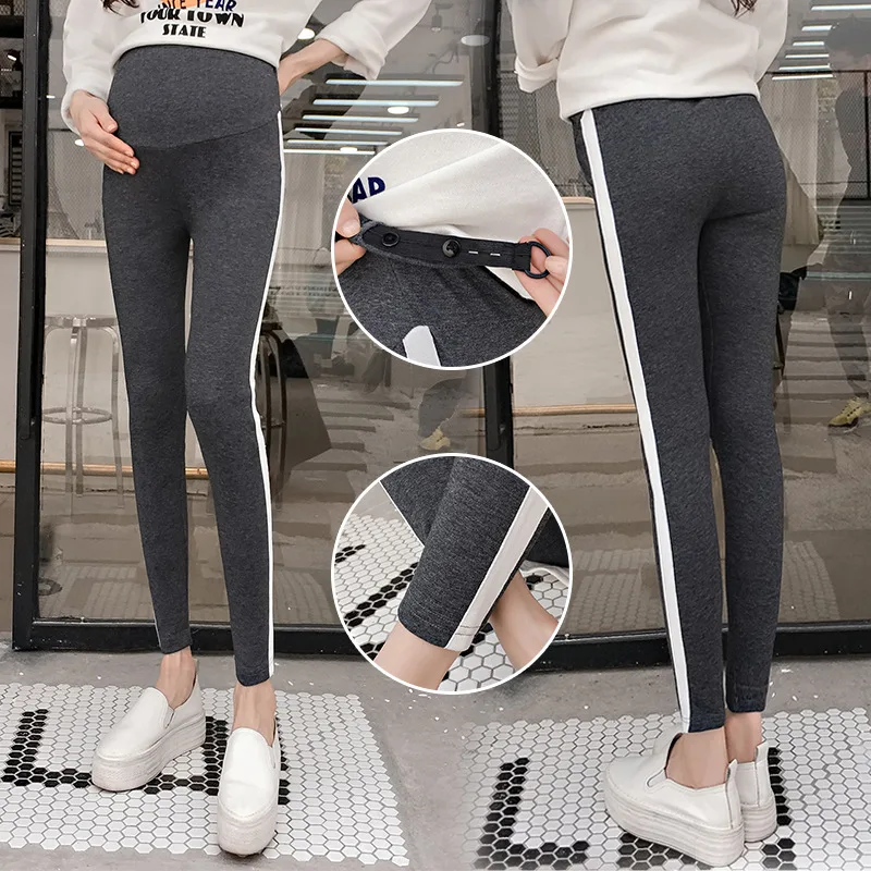 Maternity Legging Stripe Casual Elastic Waist Belly Sports Legging Clothes for Pregnant Cotton Women Pregnancy Pencil Pants